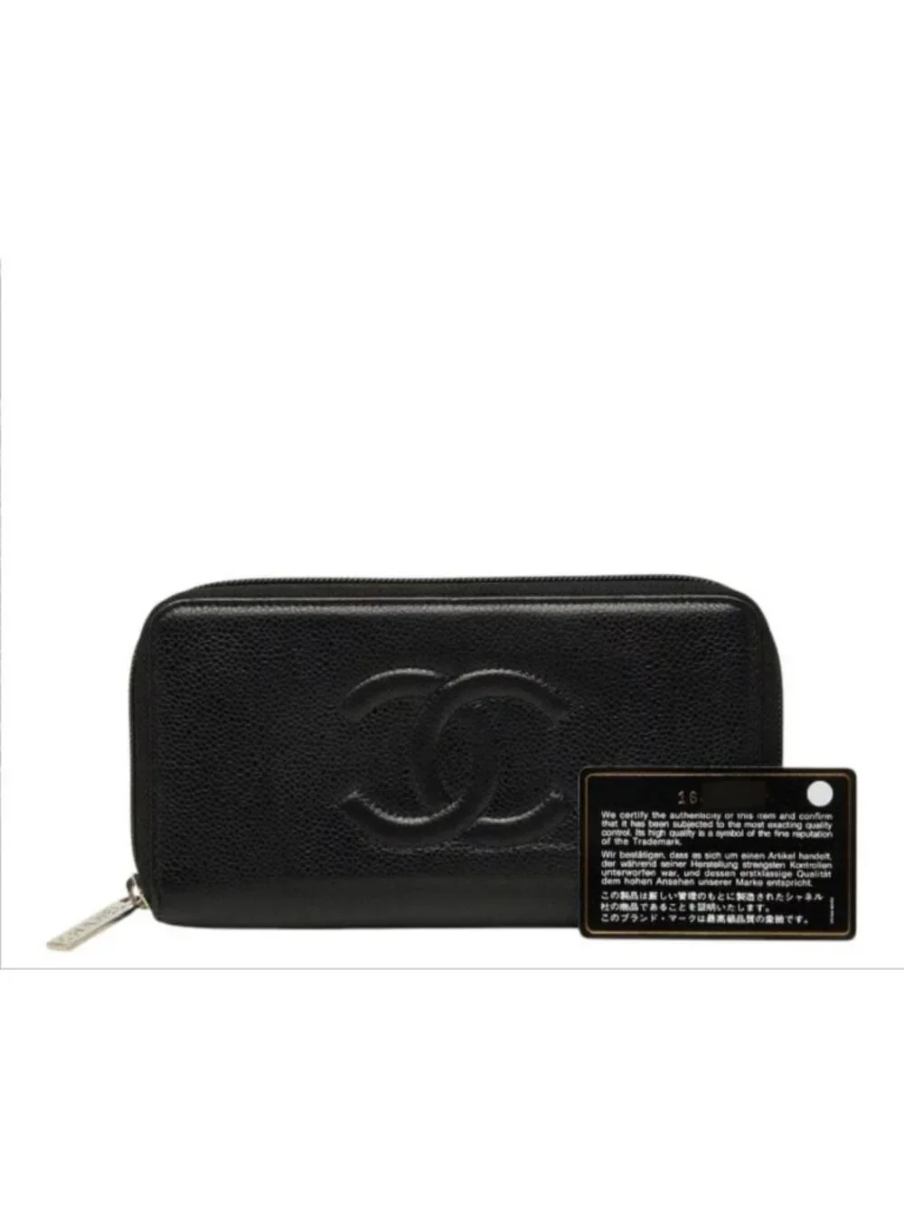 Chanel CC Logo Zip Around Wallet Black